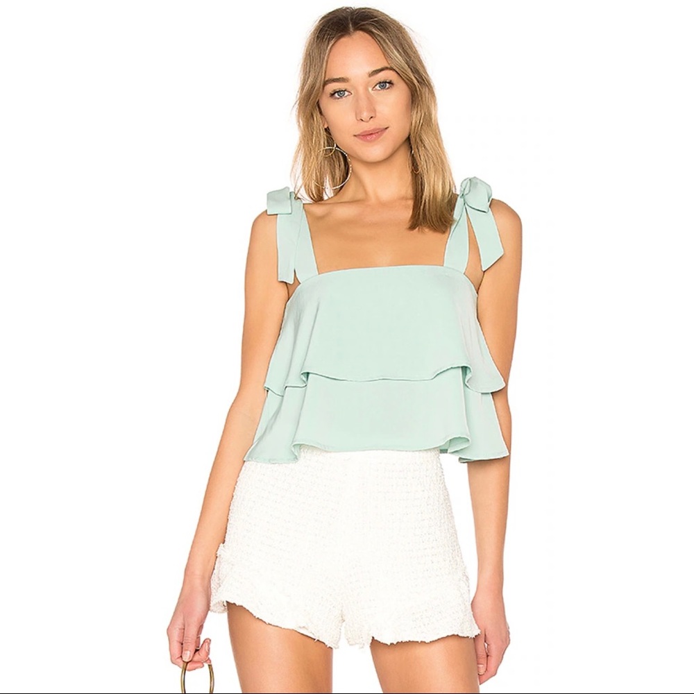 superdown Helene Tie Strap Top in Mint